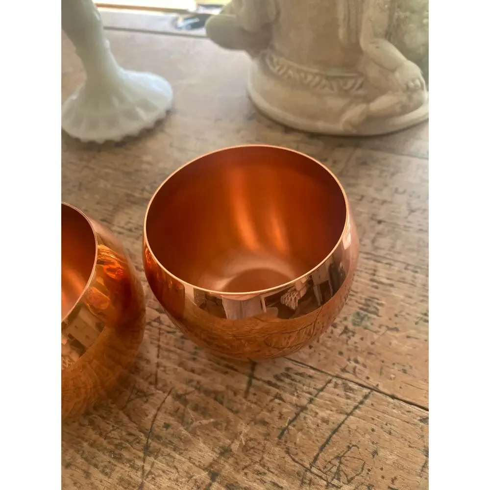Vintage Coppercraft Guild Cipper Whiskey Handle Less Mug set of 2